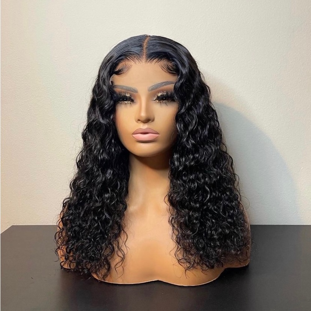 24” Jet Black Brazilian Curly Glueless Closure Wig